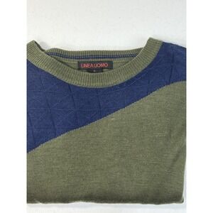 NWOT‎ Linea Uomo Green & Blue Lightweight Wool Blend Sweater Mens XL